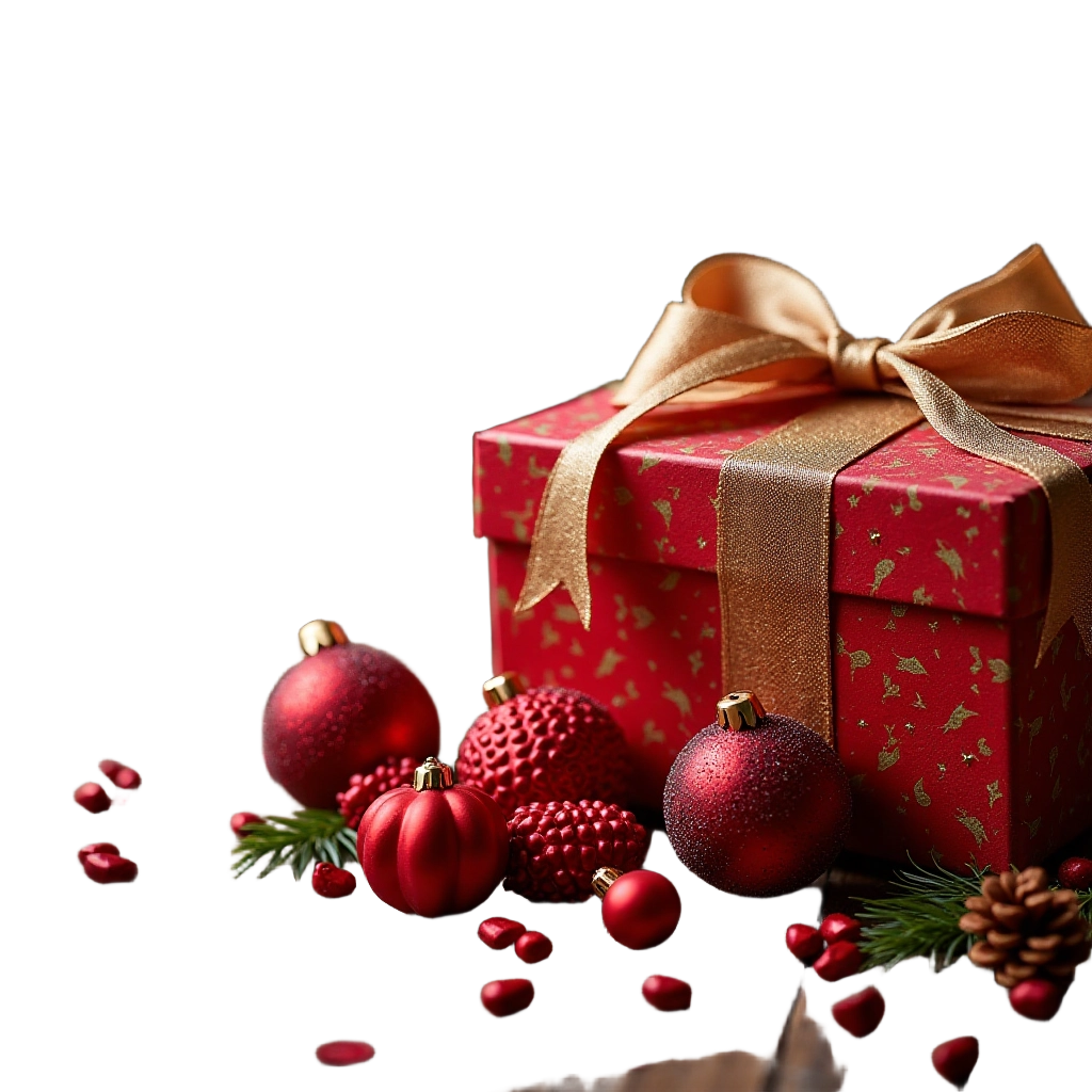 Festive Gift Box and Ornaments